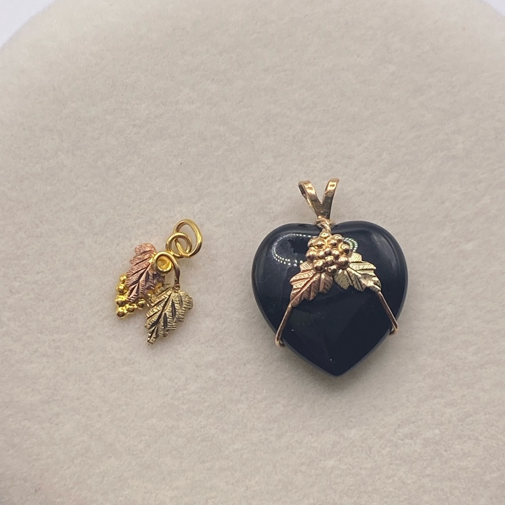 (SOLD) 10k two tone gold onyx pendants - Picture 1 of 6